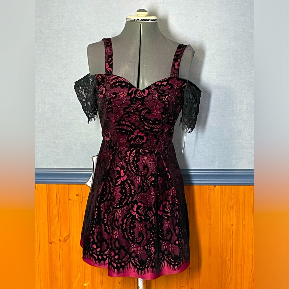 NWT- Trixxi black and burgundy dress